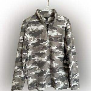 EDDIE BAUER Fast Fleece Quarter‎ Zip Pullover Grey Camo Mens Size Medium